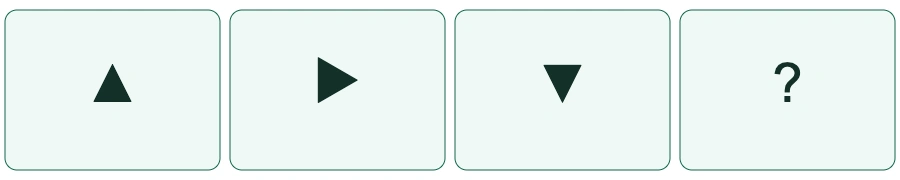 ลำดับรูปข้อ1: ▲ → ▶ → ▼ → เครื่องหมายคำถาม