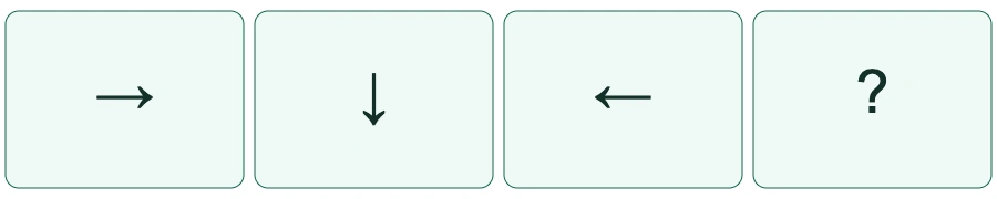 ลำดับรูปข้อ2: → → ↓ → ← → เครื่องหมายคำถาม