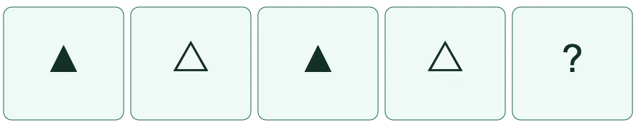 ลำดับรูปข้อ8: ▲ → △ → ▲ → △ → เครื่องหมายคำถาม