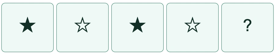 ลำดับรูปข้อ10: ★ → ☆ → ★ → ☆ → เครื่องหมายคำถาม