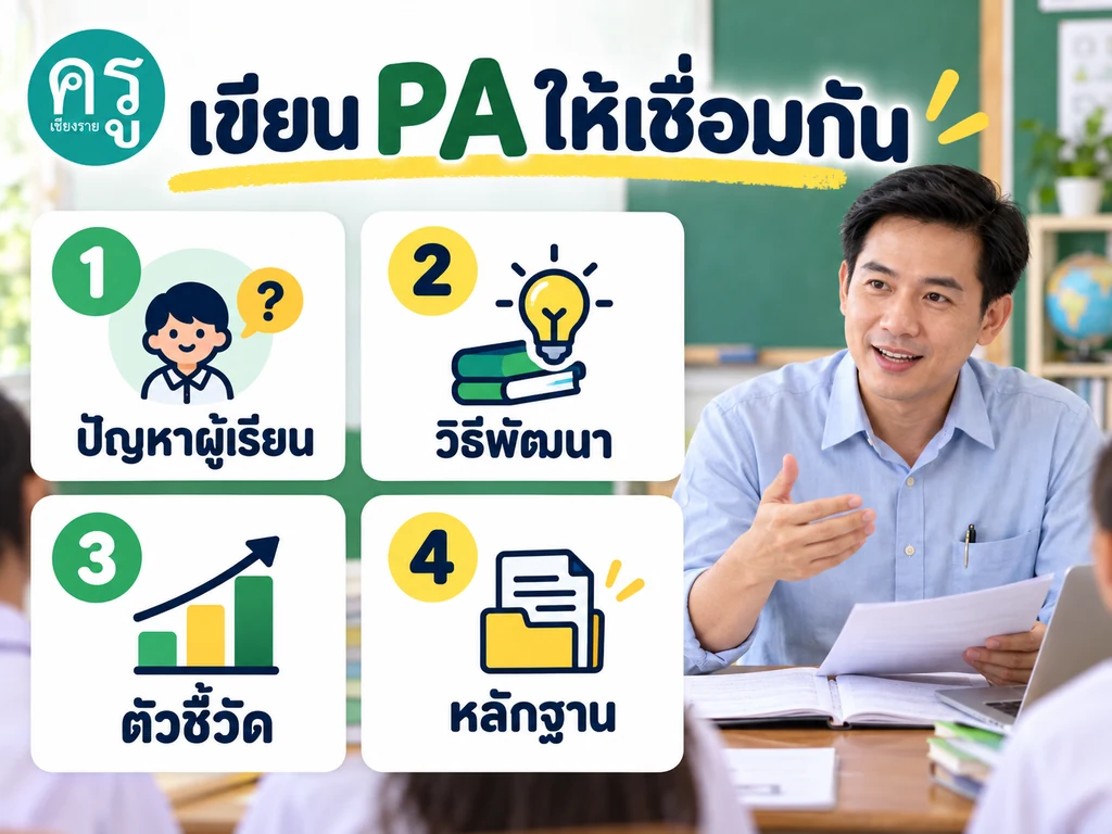 การเขียน PA เชื่อมปัญหาผู้เรียน วิธีพัฒนา ตัวชี้วัด และหลักฐาน